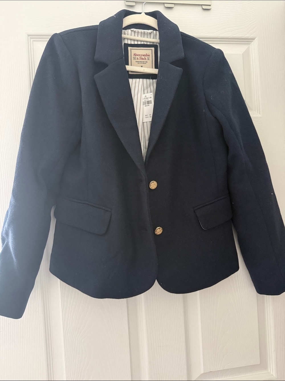 Abercrombie & Fitch Navy Wool-Blend Girls Blazer with Gold Buttons